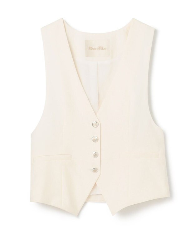 GRACE CONTINENTAL リネン混ツイルジレ キナリ