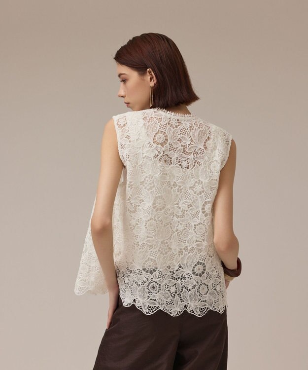 GRACE CONTINENTAL レース刺繍ベスト ホワイト