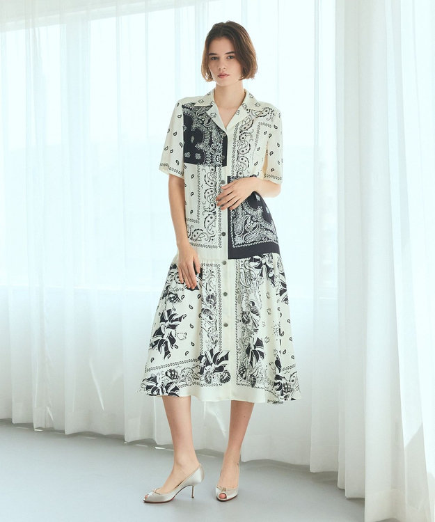 GRACE CONTINENTAL バンダナプリントシャツドレス キナリ