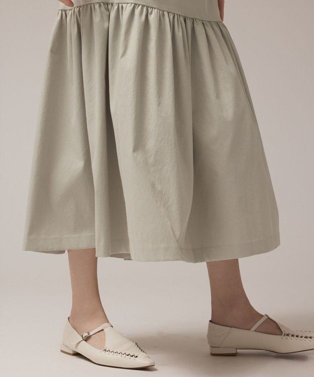 GRACE CONTINENTAL サイドフリルタフタワンピース ライトグリーン