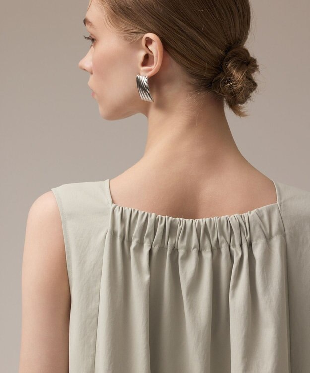 GRACE CONTINENTAL サイドフリルタフタワンピース ライトグリーン