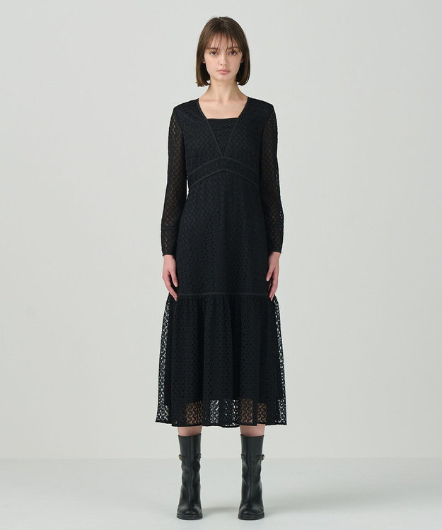 GRACE CONTINENTAL レースロングワンピース ブラック