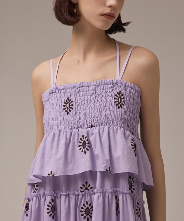 GRACE CONTINENTAL カットワークマキシドレス ラベンダー