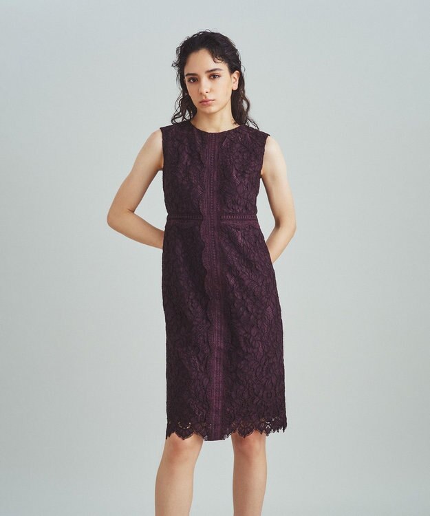 GRACE CONTINENTAL レースタイトドレス ブラウン