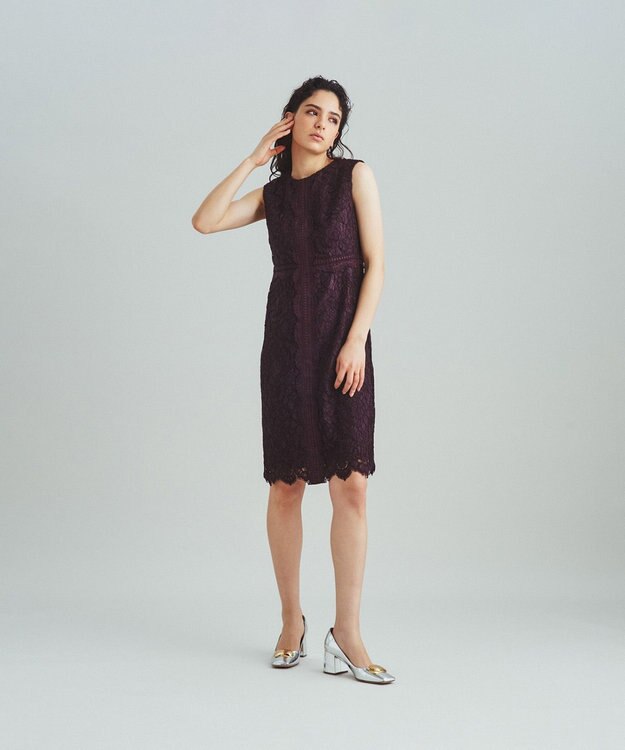 GRACE CONTINENTAL レースタイトドレス ブラウン