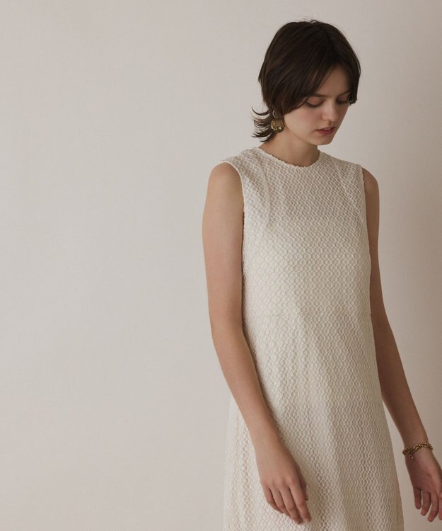 GRACE CONTINENTAL メッシュロングワンピース ホワイト