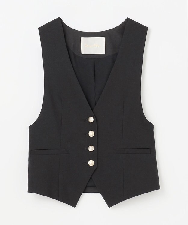 GRACE CONTINENTAL リネン混ツイルジレ ブラック