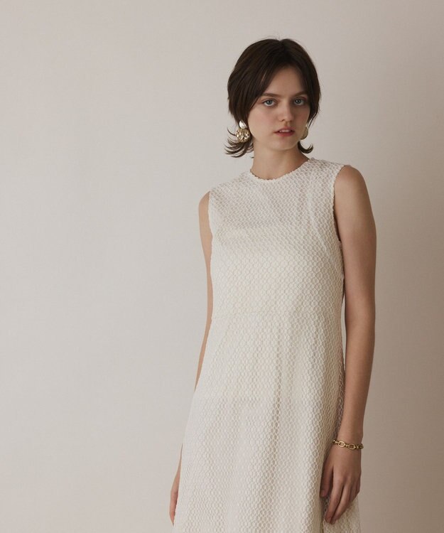 GRACE CONTINENTAL メッシュロングワンピース ホワイト
