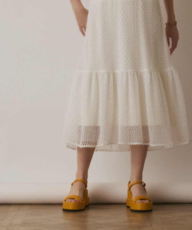 GRACE CONTINENTAL メッシュロングワンピース ホワイト