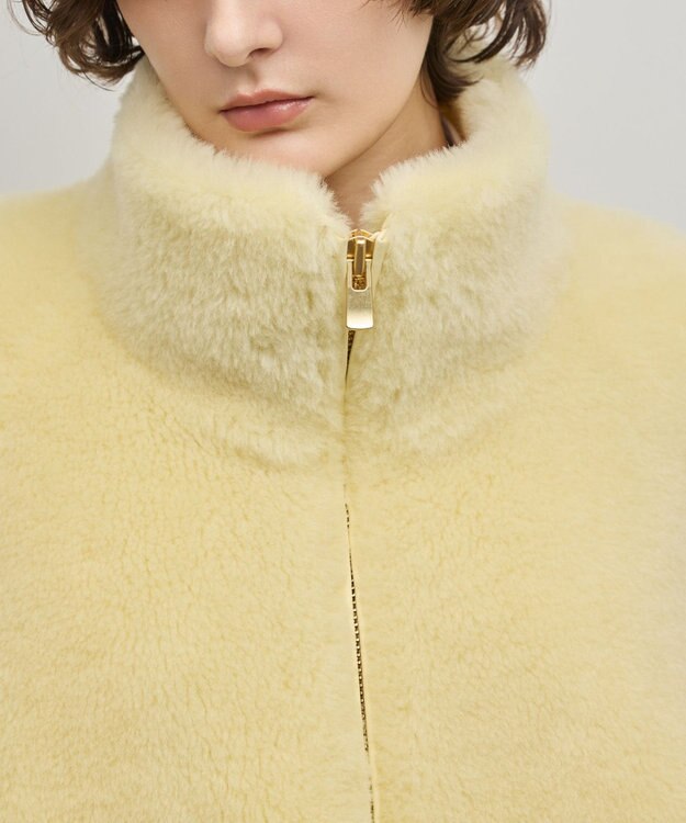 GRACE CONTINENTAL ウールボアスタンドカラージャケット イエロー