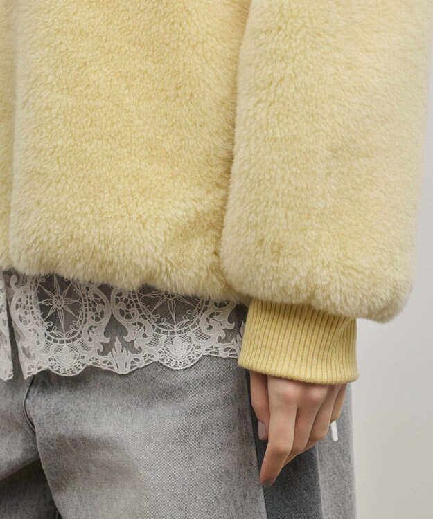 GRACE CONTINENTAL ウールボアスタンドカラージャケット イエロー