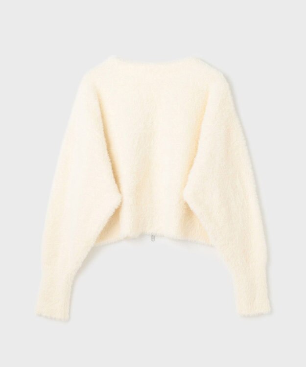 GRACE CONTINENTAL フェザーzipニットカーディガン ホワイト