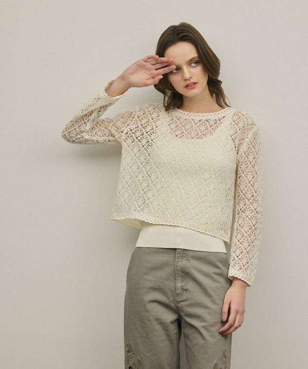 GRACE CONTINENTAL レースフレアスリーブトップ キナリ