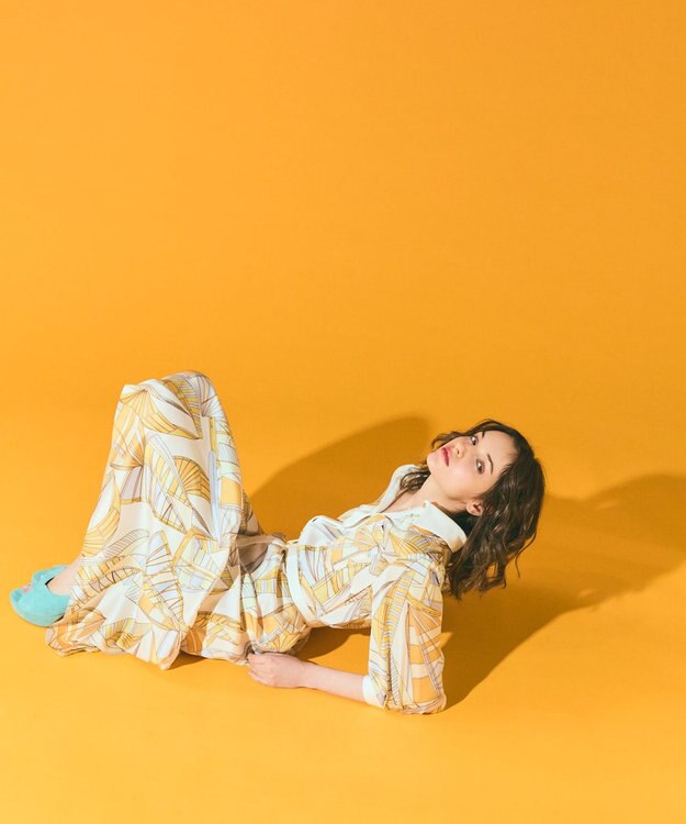 GRACE CONTINENTAL キカヨットプリントワンピース イエロー