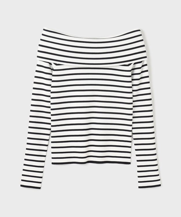 GRACE CONTINENTAL オフショルリブニットトップ バイカラー