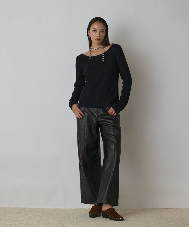 GRACE CONTINENTAL ウ－ルコットンテレコトップ ブラック