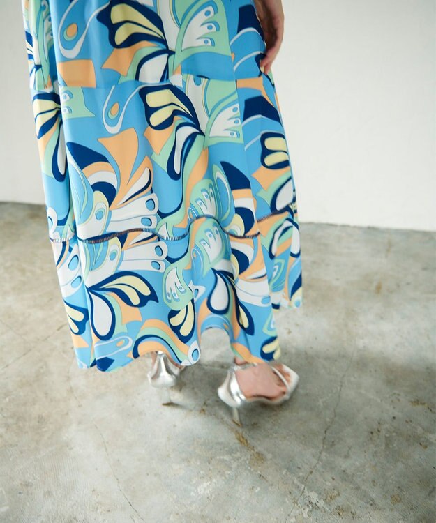 GRACE CONTINENTAL キカバードプリントワンピース ブルー