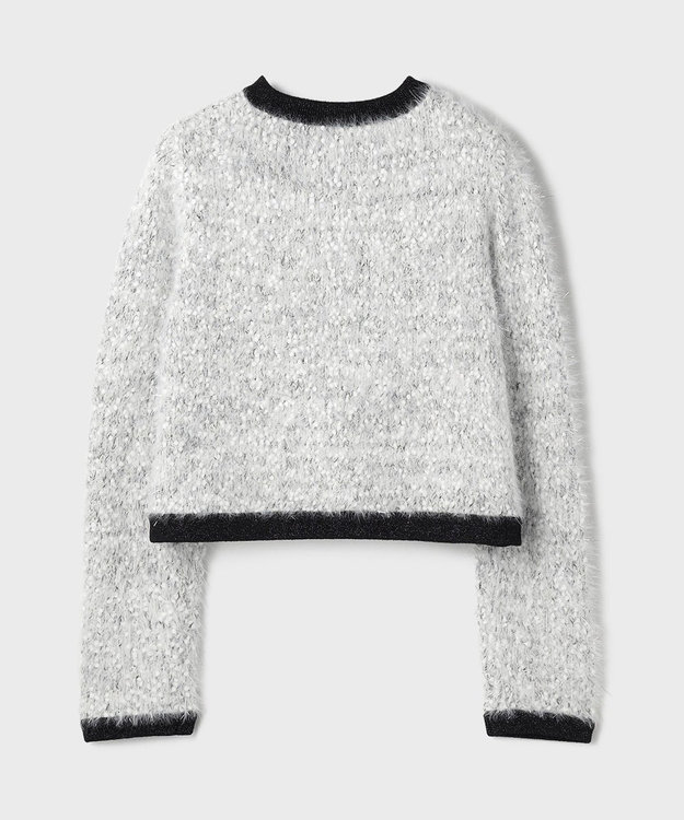 GRACE CONTINENTAL ノーカラーフェザーニットカーディガン バイカラー