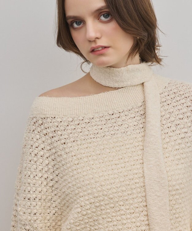 GRACE CONTINENTAL メッシュオーバーニットトップ キナリ