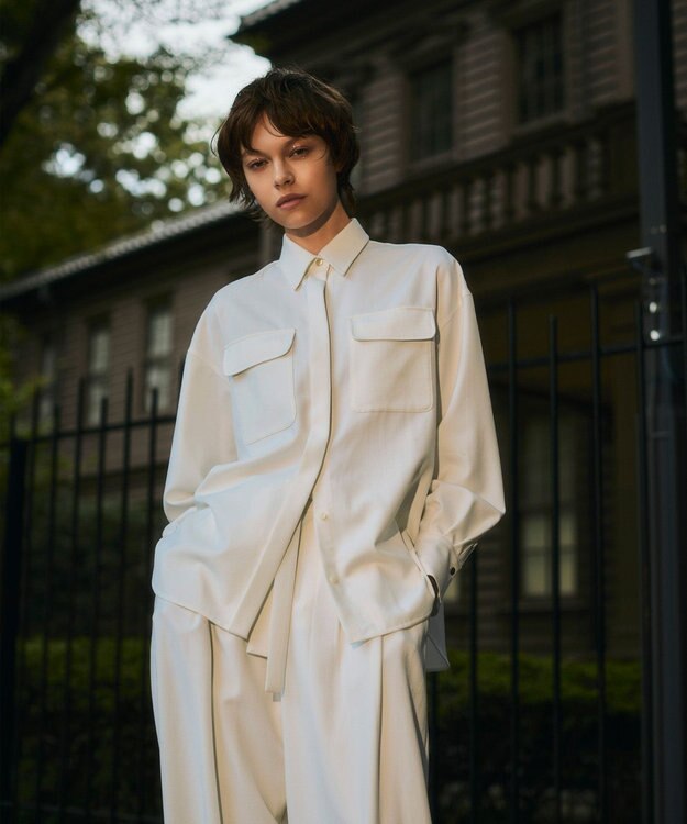 GRACE CONTINENTAL ウールミリタリーシャツ キナリ