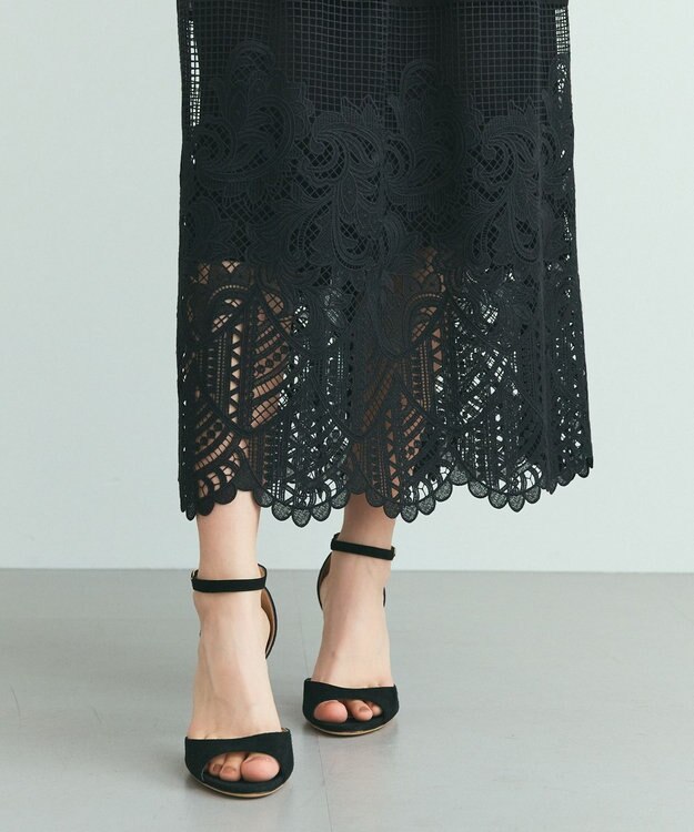 GRACE CONTINENTAL ラッフルレース切替マキシ ブラック