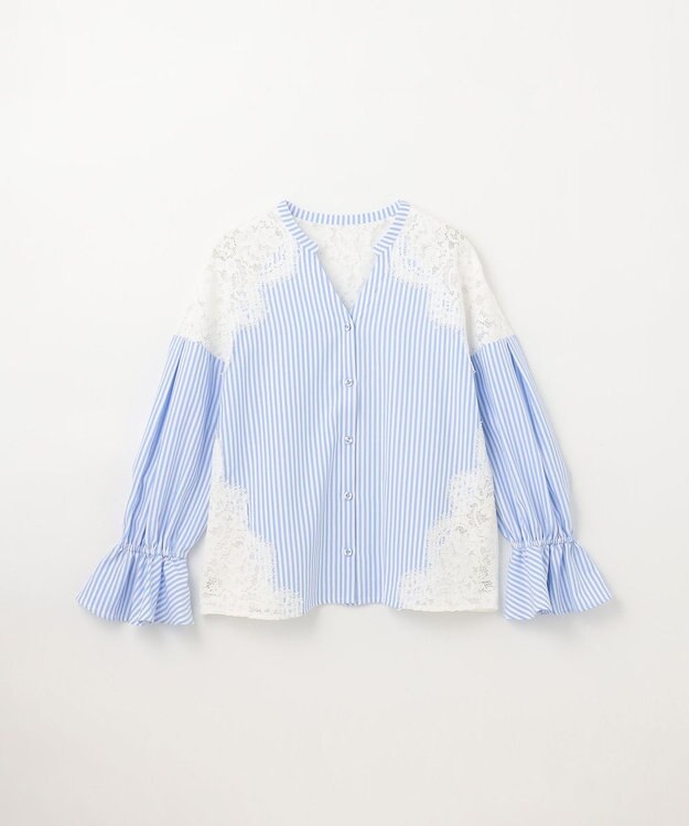 GRACE CONTINENTAL レースコンビブラウス サックス