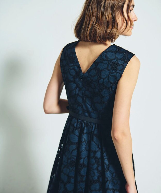 GRACE CONTINENTAL ローズレースドレス ネイビー