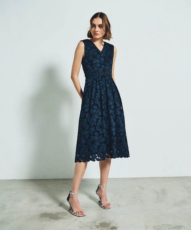GRACE CONTINENTAL ローズレースドレス ネイビー