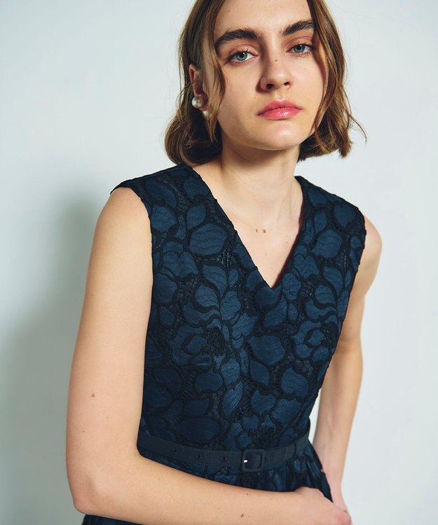 GRACE CONTINENTAL ローズレースドレス ネイビー