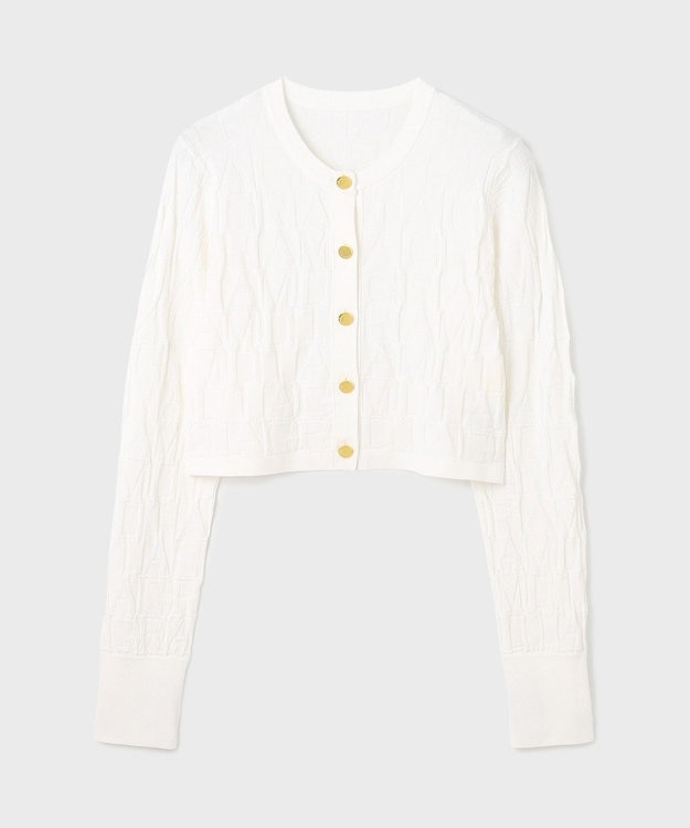 GRACE CONTINENTAL モノグラムニットカーディガン ホワイト