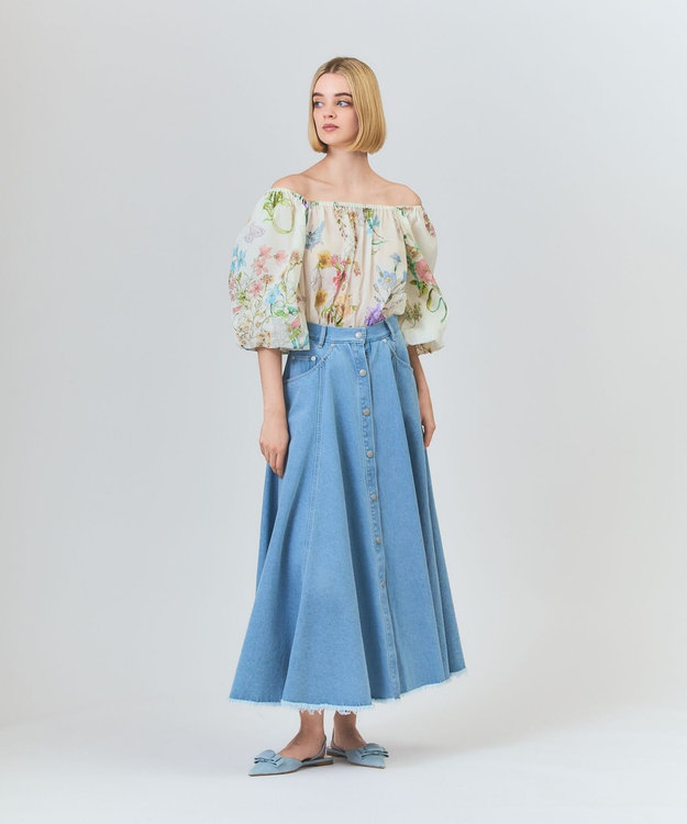 GRACE CONTINENTAL サーキュラーデニムスカート サックス
