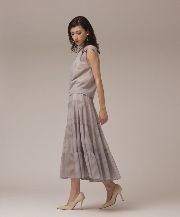 GRACE CONTINENTAL プリーツティアードスカート ベージュ