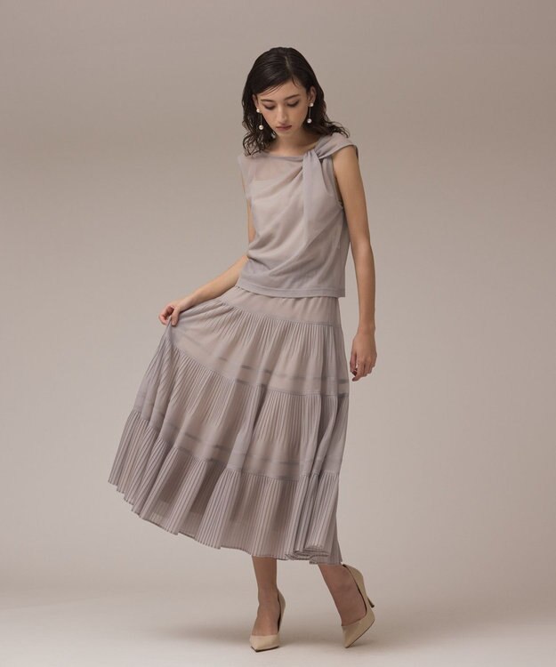 GRACE CONTINENTAL プリーツティアードスカート ベージュ