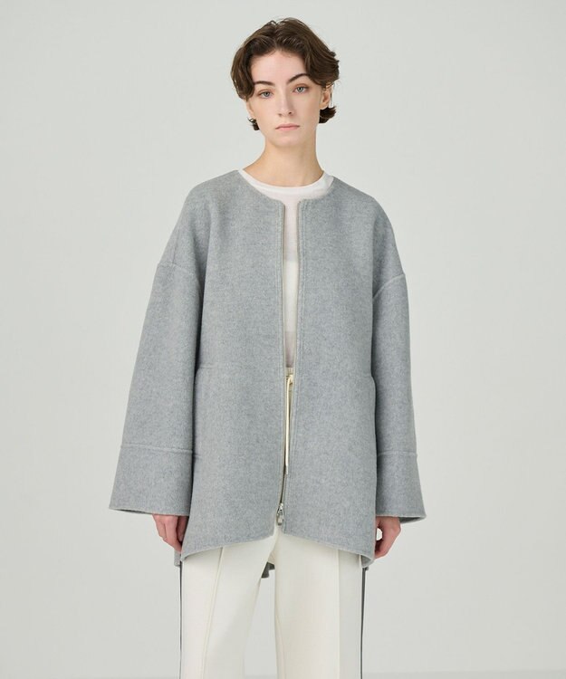 GRACE CONTINENTAL フードストールリバーコート グレー