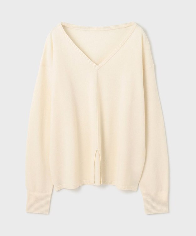 GRACE CONTINENTAL ウールVネックニットトップ ホワイト
