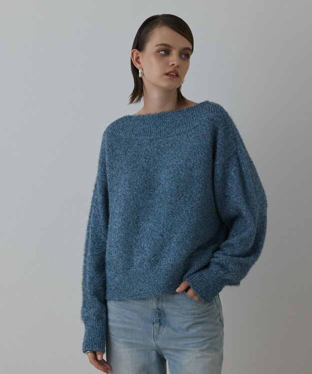 GRACE CONTINENTAL グリッターニットトップ ブルー