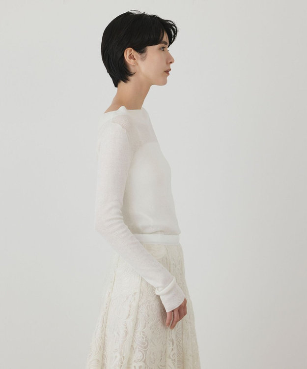 GRACE CONTINENTAL アシメリブニットトップ ホワイト