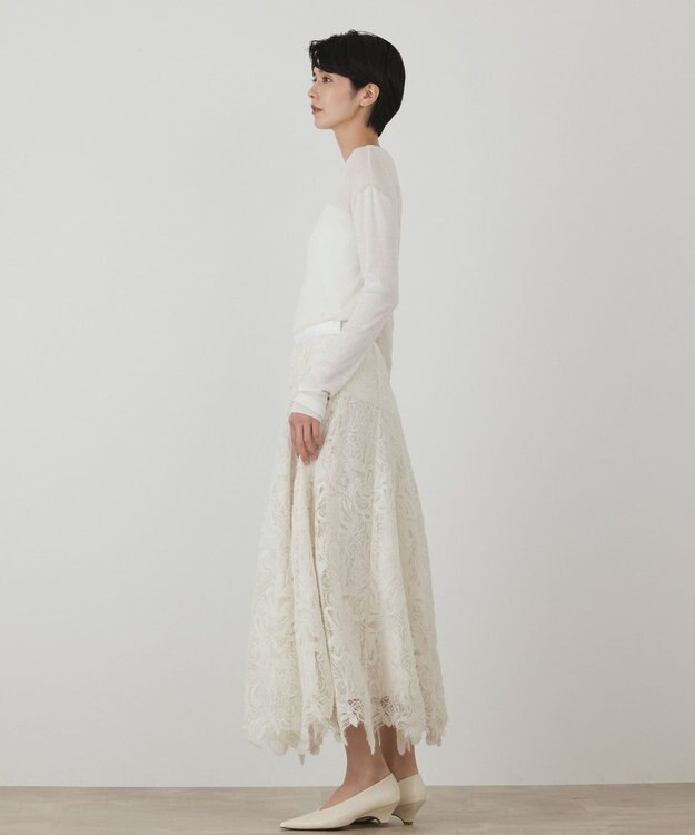 GRACE CONTINENTAL アシメリブニットトップ ホワイト