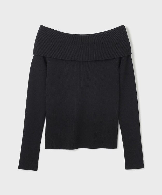 GRACE CONTINENTAL オフショルリブニットトップ ブラック