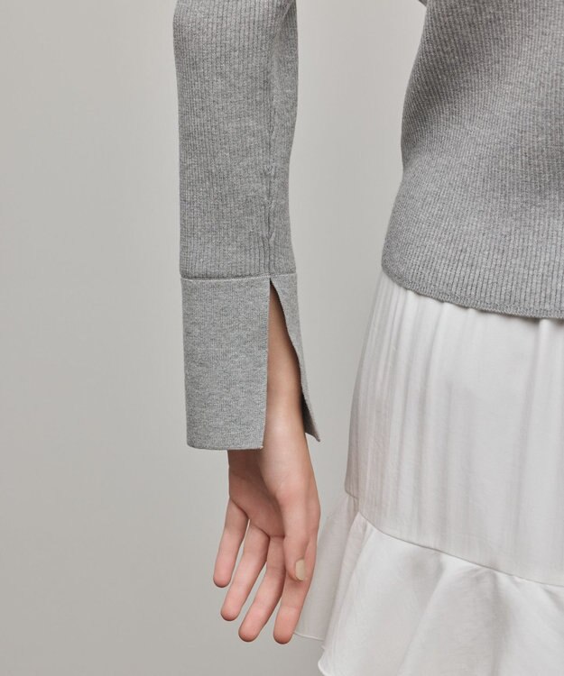 GRACE CONTINENTAL リブシャツニットトップ グレー