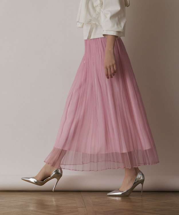 GRACE CONTINENTAL オーガンスパンコールスカート ピンク