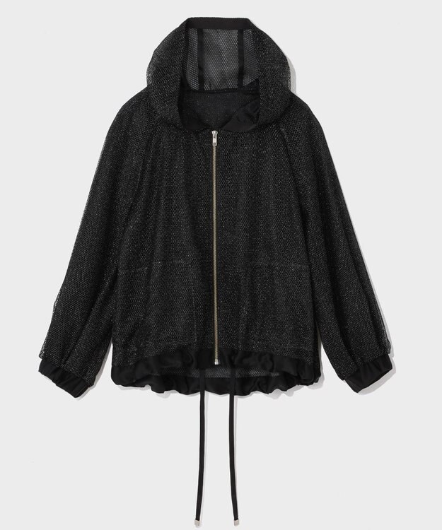 GRACE CONTINENTAL マクラメメッシュフーディー ブラック