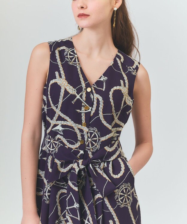 GRACE CONTINENTAL プリントオールインワン ネイビー