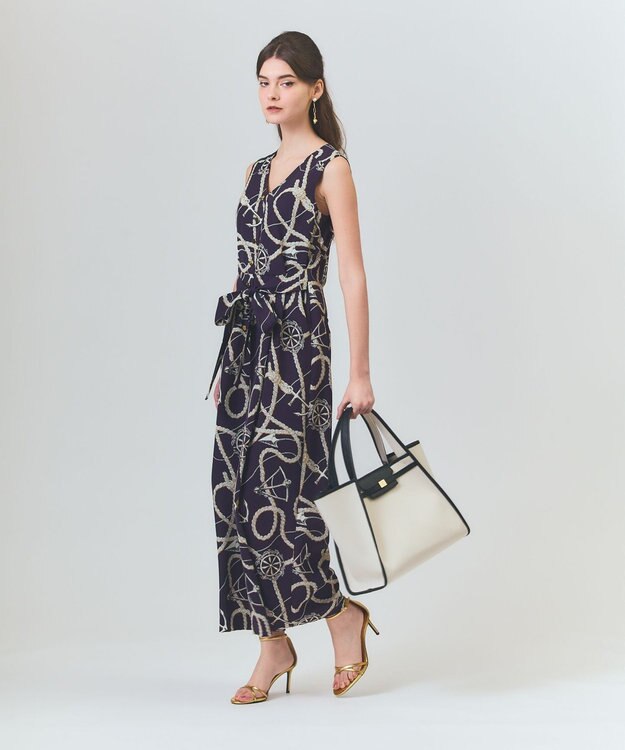 GRACE CONTINENTAL プリントオールインワン ネイビー