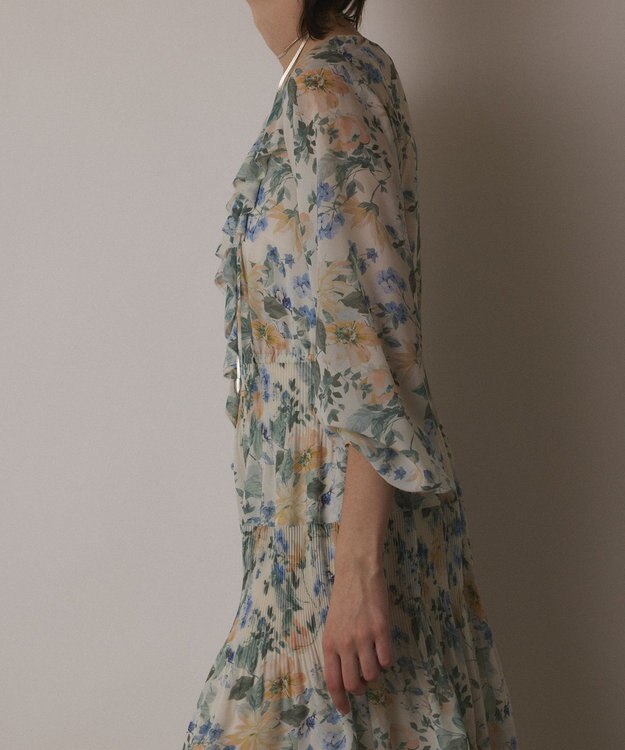 GRACE CONTINENTAL フラワープリントカフタンドレス キナリ