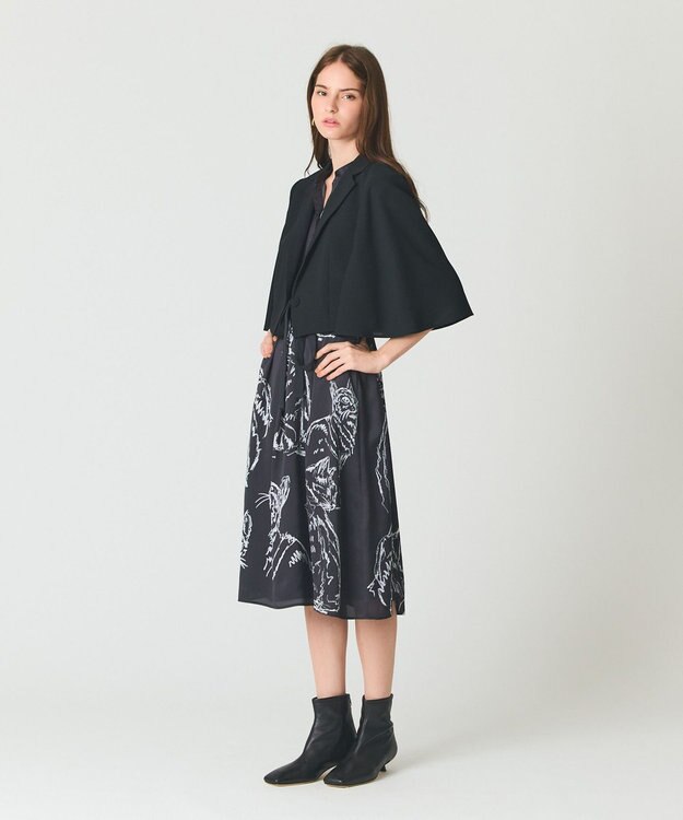 GRACE CONTINENTAL ドローイングキャットワンピース ブラック