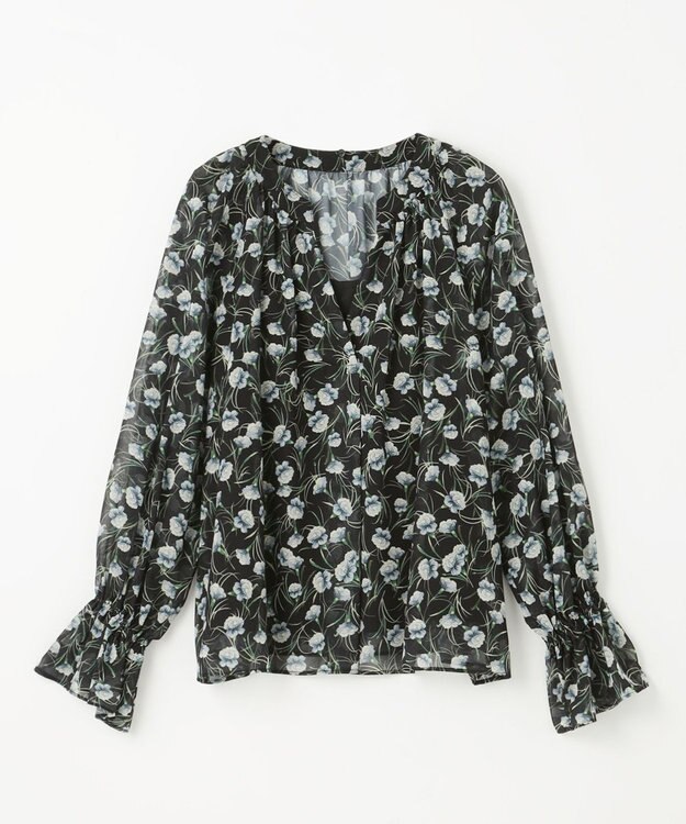 GRACE CONTINENTAL スモールフラワーケープトップ ブラック