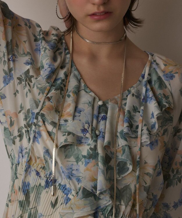 GRACE CONTINENTAL フラワープリントカフタンドレス キナリ