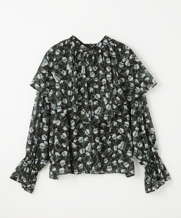 GRACE CONTINENTAL スモールフラワーケープトップ ブラック