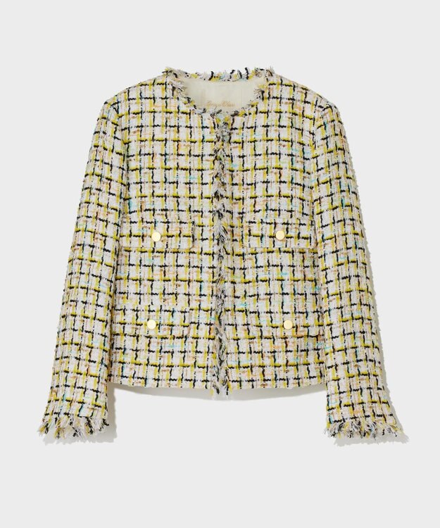 GRACE CONTINENTAL チュールヤーンツイードジャケット イエロー